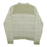 WOOLRICH Womens Green & Cream Patterned Cardigan V-Neck Basic Knit L Fair Isle
