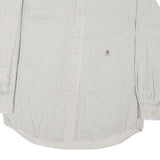 TOMMY HILFIGER Mens White & Grey Striped Shirt M Classic Button-Down Cotton