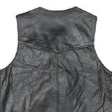 BRANDED GARMENTS Mens Black Leather Waistcoat L Woven Classic Zip Front
