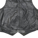 BRANDED GARMENTS Mens Black Leather Waistcoat L Woven Classic Zip Front