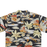 Womens Black & Beige Tahiti Printed Shirt Short Sleeve Collared L Tropical