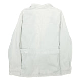 ZARA Womens White Cotton Shirt Jacket L Casual Button Front Long Sleeve