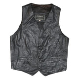 FRAMAR Mens Black Leather Button Jacket M Vest Smooth Finish Stylish