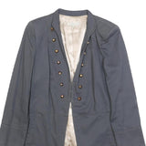 SANDRO Womens Grey Cotton Military Jacket S Woven Button Detail Stylish