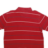 NAUTICA Mens Red & Navy Blue Striped Short Sleeve Polo Shirt L Cotton Casual