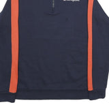 CHAMPION Mens Navy & Orange 1/4 Zip Sweatshirt L Cotton Blend Casual Pullover