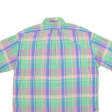 RALPH LAUREN Mens Green & Purple Check Shirt L Cotton Short Sleeve Button Collar