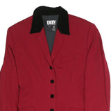 DKNY Womens Red & Black Classic Tailored Rayon Jacket UK 10 Button Collar