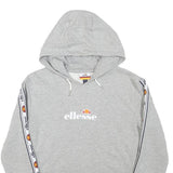 ELLESSE Womens Grey Cropped Hoodie UK 4 Tape Logo Sleeves Jersey Drawstring