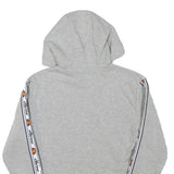 ELLESSE Womens Grey Cropped Hoodie UK 4 Tape Logo Sleeves Jersey Drawstring