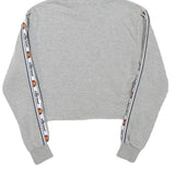 ELLESSE Womens Grey Cropped Hoodie UK 4 Tape Logo Sleeves Jersey Drawstring