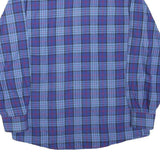 CROWN BY CORONA Mens Blue Plaid Shirt M Cotton Blend Casual Long Sleeve