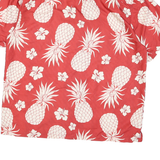 LAZZI Mens Red & Cream Pineapple Print Cotton Blend Shirt L Summer Casual