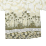 MUS KOX Mens Cream & Olive Green Short Sleeve Cotton Blend Shirt M Tropical