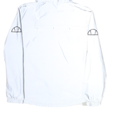 ELLESSE Womens White Nylon Hooded Jacket UK 8 Zip Plain Lightweight Sports