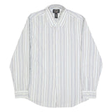 RALPH LAUREN Mens White & Blue Stripe Cotton Shirt XL Classic Button Shirt