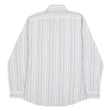 RALPH LAUREN Mens White & Blue Stripe Cotton Shirt XL Classic Button Shirt