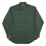 WRANGLER Mens Green Plain Button Down Shirt L Long Sleeve Cotton Blend Casual