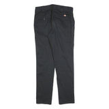 DICKIES Mens Black Slim Fit Cotton Blend Trousers W30 L32 Workwear Zip Closure