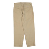 DICKIES Mens Relaxed Beige Cotton Blend Trousers W33 L32 Classic Straight Zip