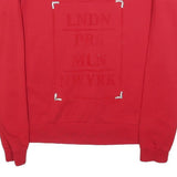 GUESS Womens Red Sweatshirt Crew Neck S LNDN PR MLN NWYRK Pullover Cotton
