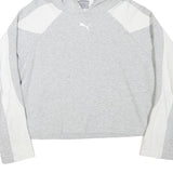 PUMA Womens Grey & White Hoodie M Cotton Blend Pullover Casual Sportswear
