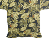 KALUA SPORT Mens Black & Yellow Tropical Leaf Print Short Sleeve Polo Shirt M