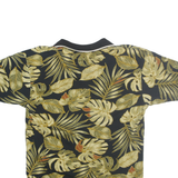 KALUA SPORT Mens Black & Yellow Tropical Leaf Print Short Sleeve Polo Shirt M