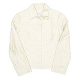 Womens Cream Jacquard Button Jacket S Polyester Blend Classic Stylish