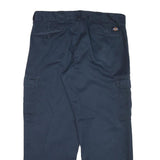 DICKIES Mens Relaxed Navy Blue Straight Cargo Trousers W36 L28 Workwear
