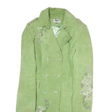 YUPPIE Womens Green Embroidered Cotton Blend Button Jacket M Outerwear Floral