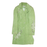 YUPPIE Womens Green Embroidered Cotton Blend Button Jacket M Outerwear Floral
