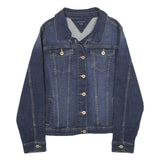 TOMMY HILFIGER Womens Blue Denim Jacket L Cotton Button Plain Classic Fit
