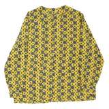 Womens Yellow Printed Long Sleeve Round Neck Top L Lightweight Patterned