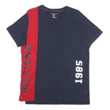 TOMMY HILFIGER Mens Navy & Red Graphic T-Shirt M Short Sleeve Crew Neck Logo