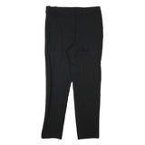 CALVIN KLEIN Womens Black Rayon Slim Trousers W32 L28 Faux Leather Side Stripe