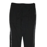 CALVIN KLEIN Womens Black Rayon Slim Trousers W32 L28 Faux Leather Side Stripe
