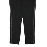 CALVIN KLEIN Womens Black Rayon Slim Trousers W32 L28 Faux Leather Side Stripe