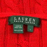 Ralph Lauren Cable Knit Sweater - Large Red Cotton