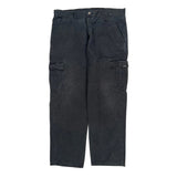 Wrangler Cargo Trousers - 36W 30L Black Cotton