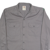 DICKIES Mens Grey Workwear Shirt M Cotton Blend Button-Up Pockets
