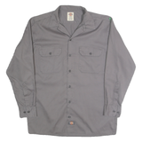 DICKIES Mens Grey Workwear Shirt M Cotton Blend Button-Up Pockets