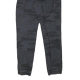 Mens Cotton Blend Black Camouflage Slim Tapered Trousers W24 L30 Casual Stylish