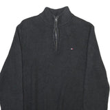 NAUTICA Mens Black Patterned Pullover Quarter Zip Cotton Blend Jumper M