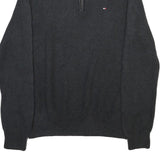 NAUTICA Mens Black Patterned Pullover Quarter Zip Cotton Blend Jumper M