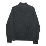 NAUTICA Mens Black Patterned Pullover Quarter Zip Cotton Blend Jumper M