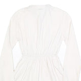 WOOLRICH Womens White Cotton Blend Day Dress Plain Long Sleeve M Button Detail