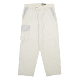 BISON EQUIPMENT Mens White Beige Regular Fit Straight Leg Trousers W32 L30