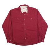 WRANGLER Mens Red Cotton Blend Long Sleeve Shirt XL Casual Button Front Workwear