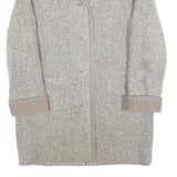 Womens Grey Plain Button Jacket M Woven Classic Long Sleeve Notched Collar